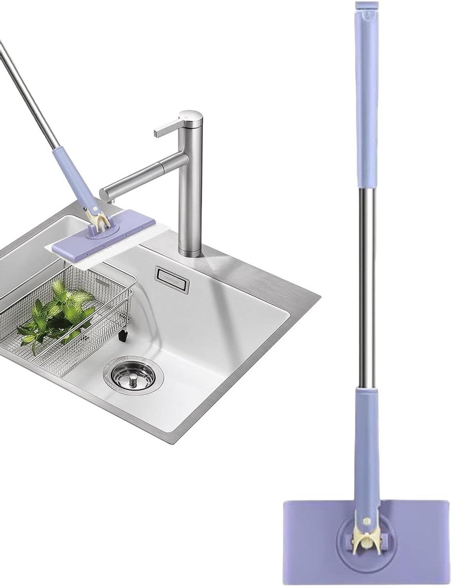 Vloermop - Badkamermop - Vloeren Reinigen - 360 graden kop - 70-95 cm - Paars