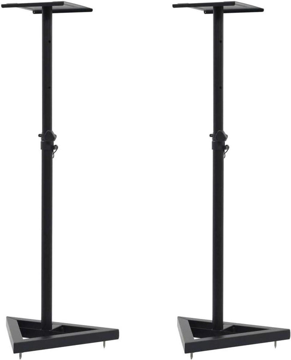 Luidsprekerstandaard Set - Monitor Steunen - Muziek Luisteren - Stabiele Staalconstructie - Verstelbaar 93-160cm - Zwart