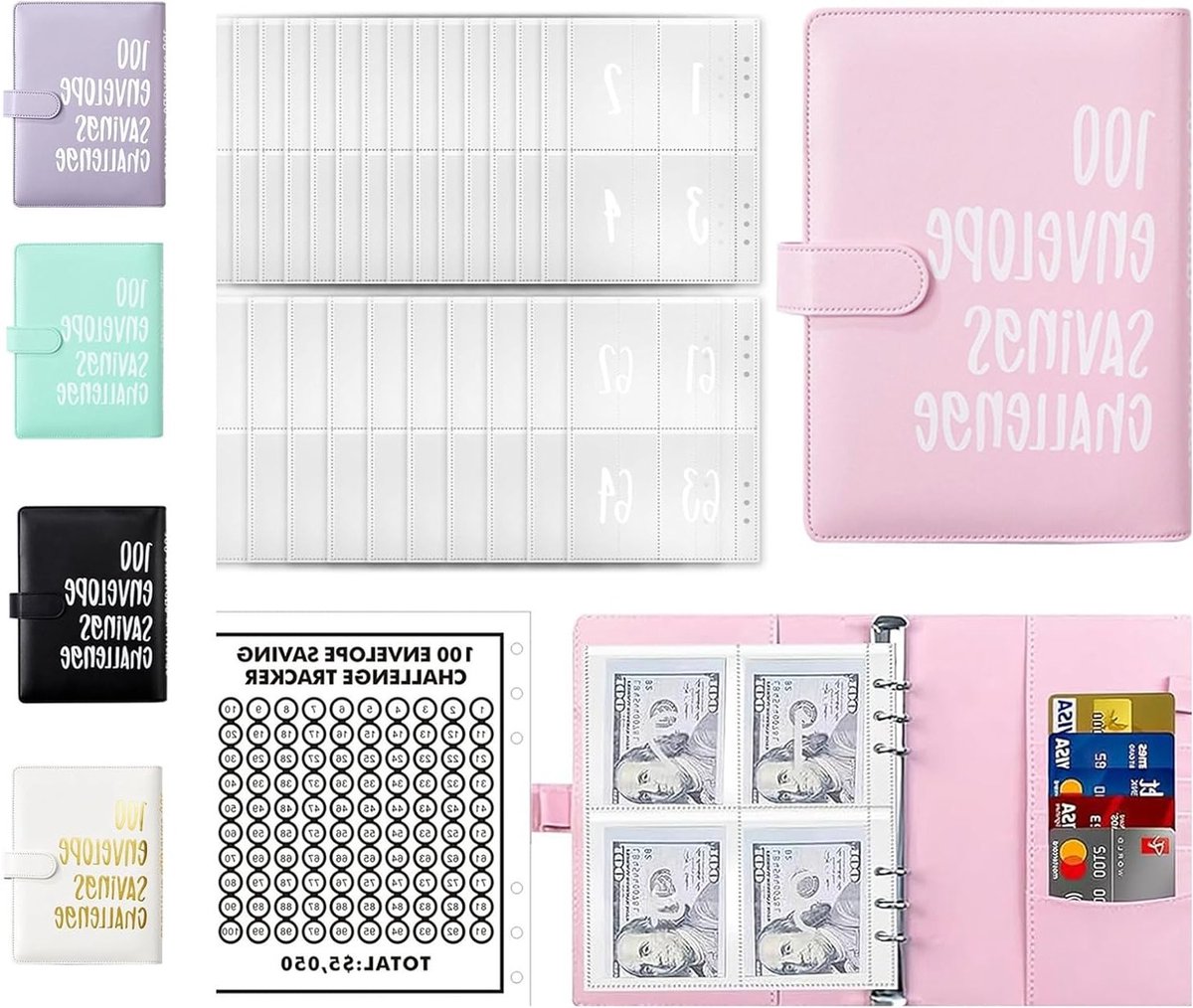 Budget Planner A5 voor Geldbesparing met 100 Enveloppen - Ideaal voor Thuis, School en Kantoor