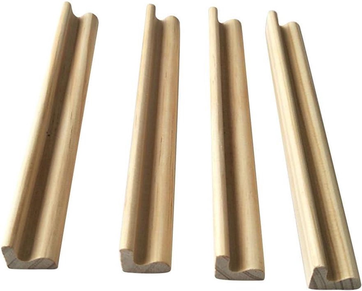 Domino Houders - Houten Plankjes - Spelplezier - Draagbaar Ontwerp - 4 Stuks - Houtkleur