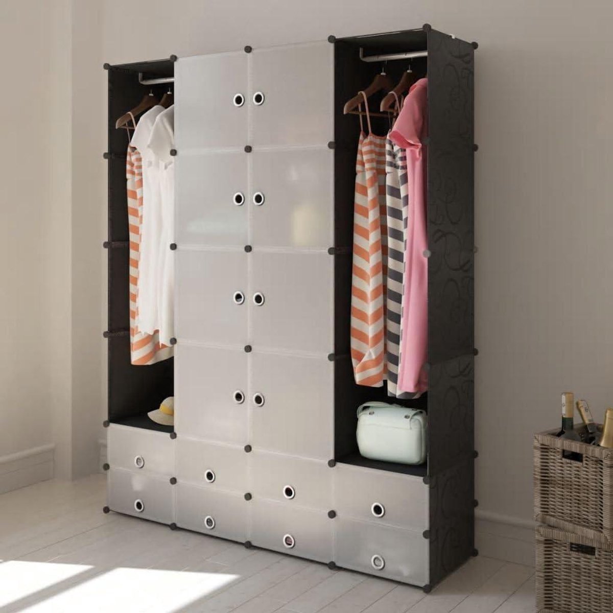 Modulaire Kast - Opbergkast Systeem - Kleding Opbergen - 18 Compartimenten - 37x146x181cm