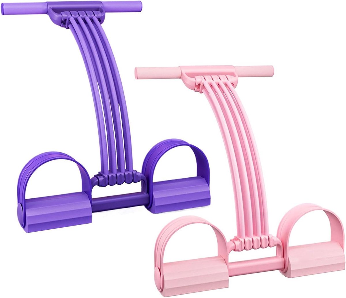 Sit-Up Touw - Fitnessband Pedaal - Thuis Trainen - Opvouwbaar Ontwerp - 51 cm - Paars