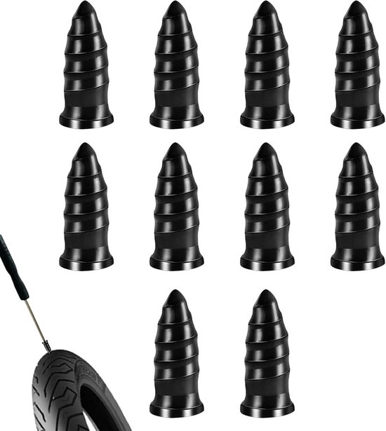 Bandenreparatieset - Banden reparatie spijkers - Lekkende Banden Herstellen - Sterk en Elastisch Rubber - 10 stuks - Zwart van Merkloos — afbeelding 5