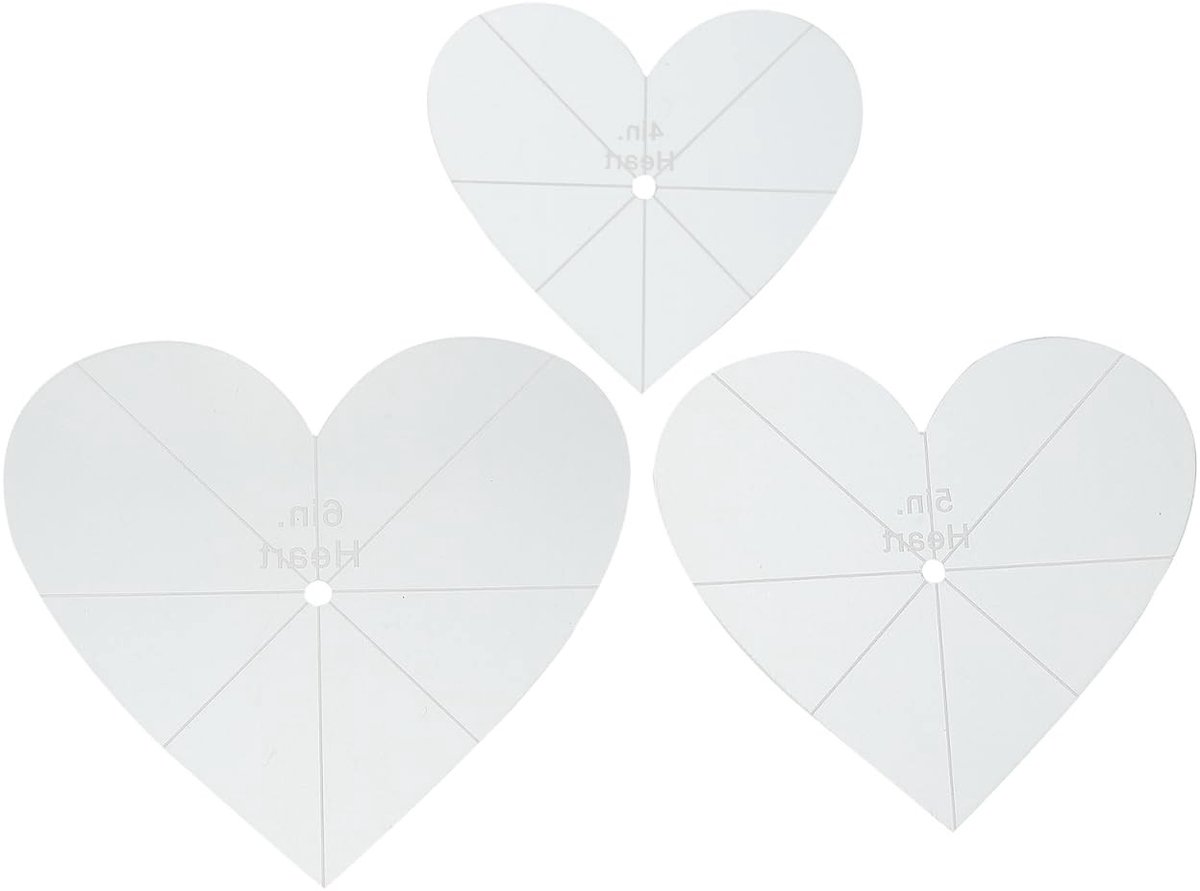 Hartvormige patchwork liniaal - 3 stuks quilting tool voor beginners, veelzijdig en duurzaam, ideaal voor doe-het-zelf borduurprojecten