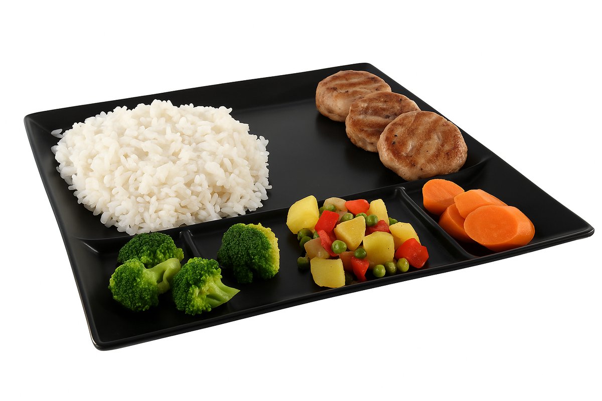 Cookinglife Gourmetbord - Zwart, Set Van 4, 24 x 24 cm, Aardewerk - 5 Vakken Voor Dips - Vaatwasser & Magnetronbestendig