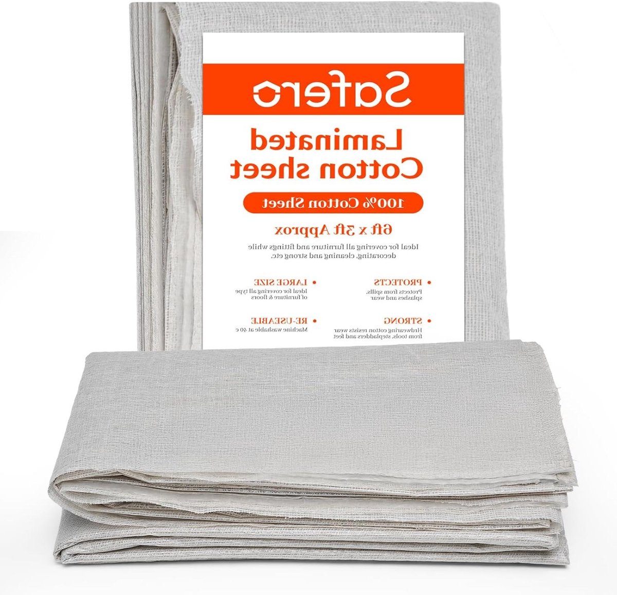 Gelamineerde Katoenen Stofvel - Beschermdoek Plastic - Schilderen en Klussen - Dubbelzijdig Waterdicht - 183 x 91 cm - Beige