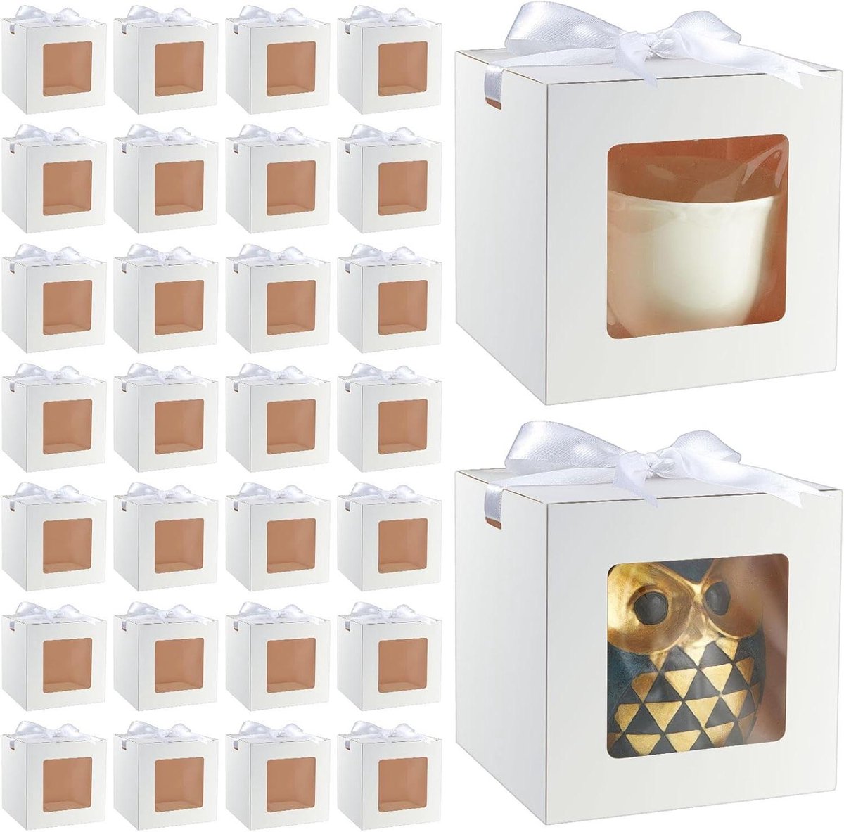 Cadeaudozen voor Mokken - Verpakkingsobjecten Geschenkdozen - Cadeaus Presenteren - Met Transparant Venster - 36 stuks - Wit
