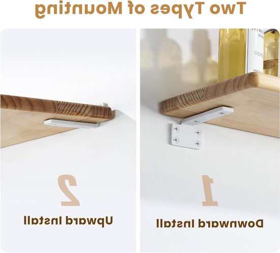 Set van 4 zwevende plankhouders, 10 x 5 cm, duurzaam en praktisch, wandplank met schroeven, wit, voor decoratie en opslag — afbeelding 3