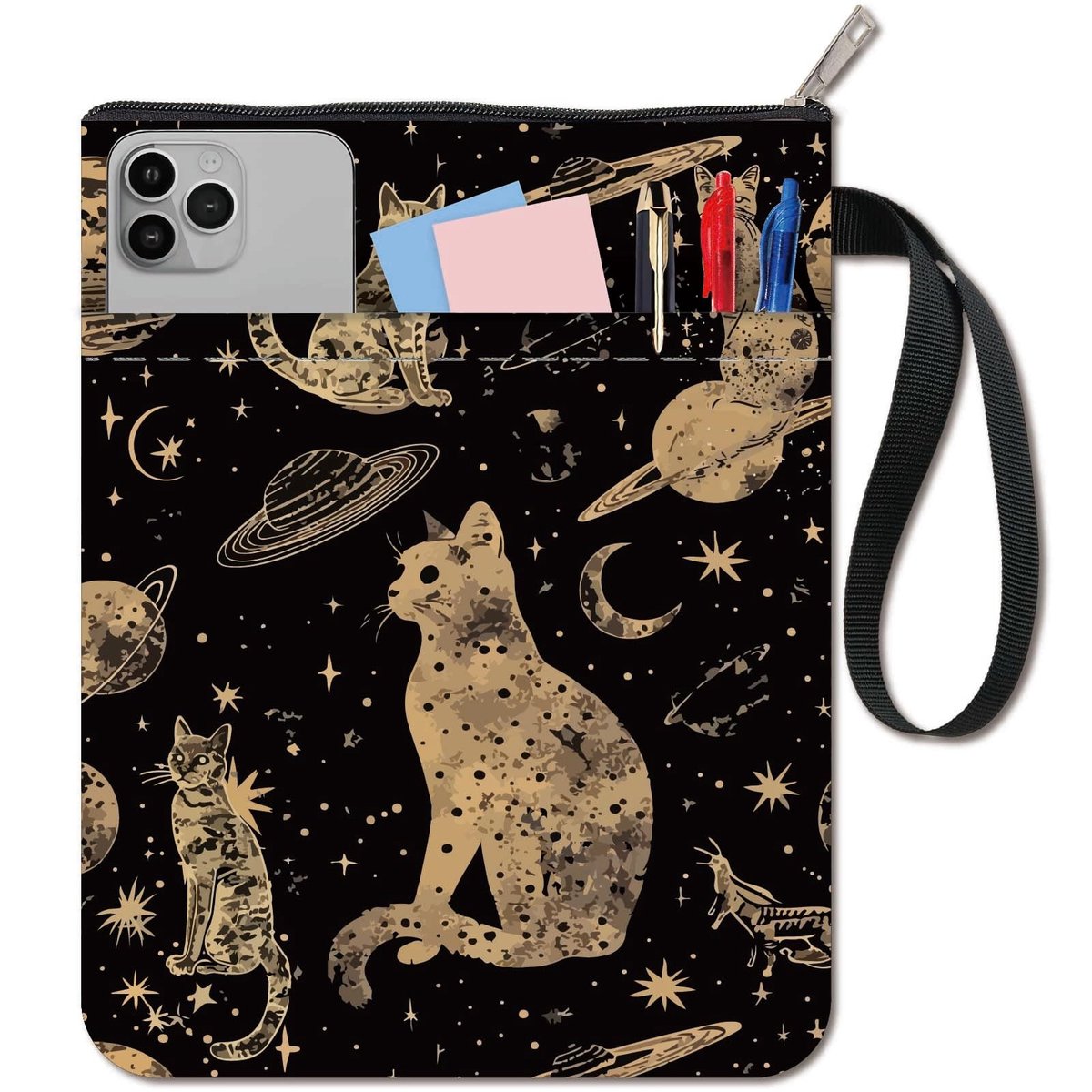 ONF3 - Boekhoes Kat Planeet - Wasbare Boekbeschermer met Extra Pocket - Bescherming - Boekaccessoires - Voor Schoolboeken - Geschikt voor Kinder...