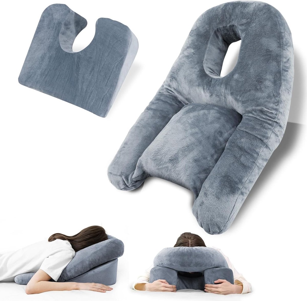 Gezichtsligkussen voor een comfortabele nachtrust, ademend netkussen voor herstel na vitrectomie, macula en retina operatie, massagekussen, 70 x 46 cm