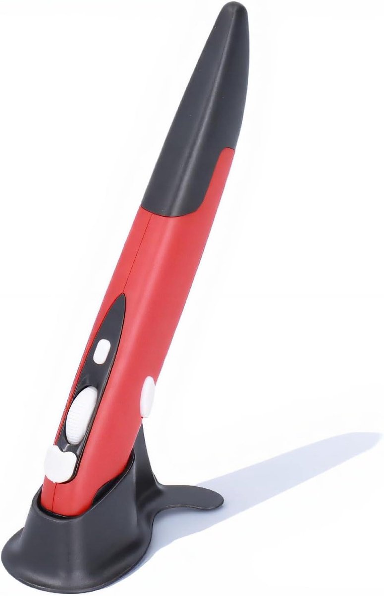 Draadloze Muispen - Penmuis Stylus - Mobiele Bediening - Instelbare DPI - 10 Meter Bereik - Zwart Rood