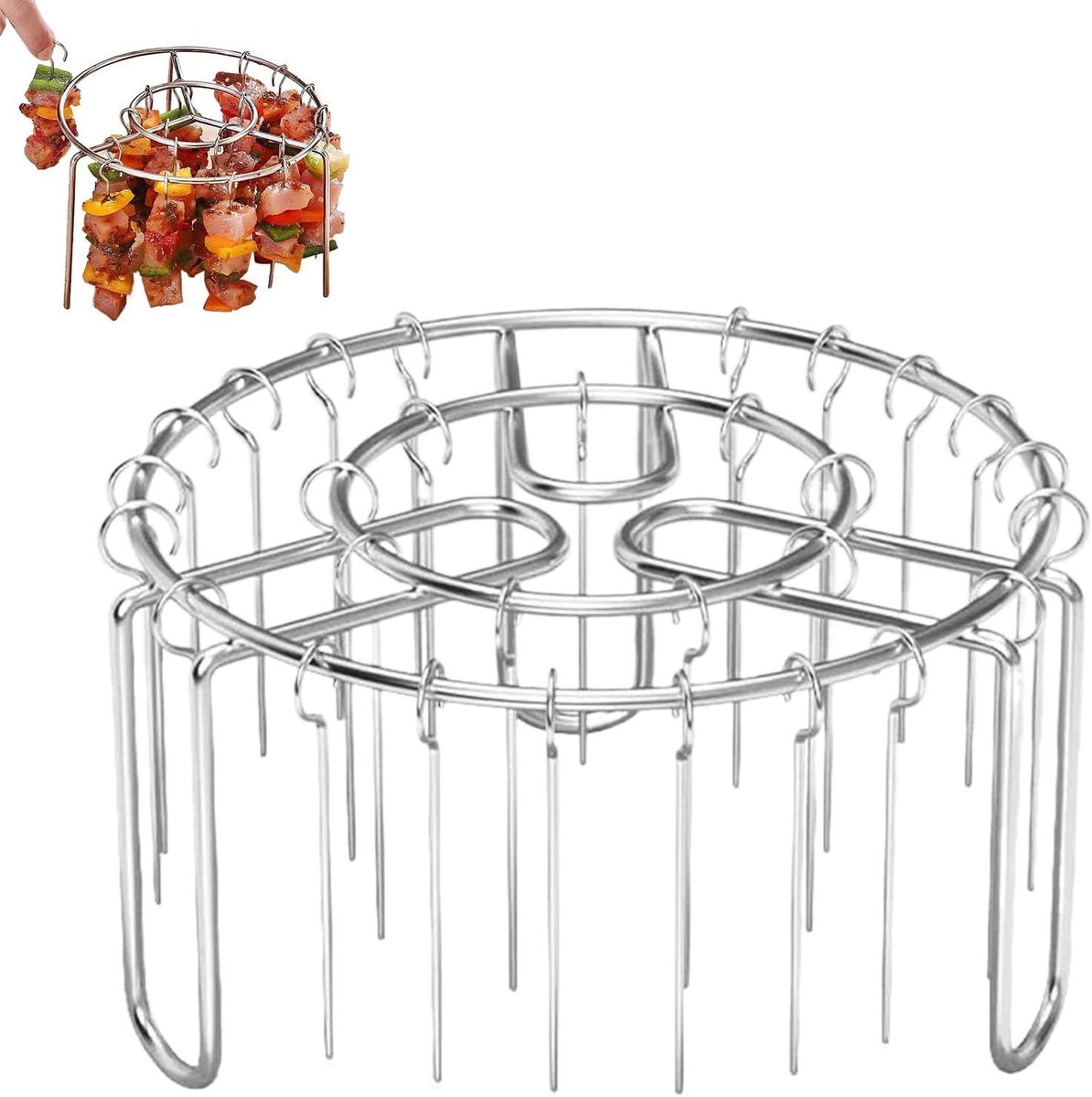 Verticale Grillspies - Barbecue Spiesen - Buiten Koken - Stapelbaar Ontwerp - 165 x 95 cm - Zilver