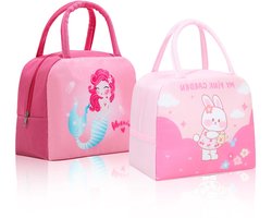 Store_9 - Kids Thermos Bags - Schattige Lunch Tassen voor Kinderen - Isothermische Tas met Zeemeermin en Konijn Motief - Roze - Lunch en Snack - Id...