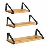 BEGRYF Wandplanken set - eikenlook - zwart metaal - 30x12x11 cm / 35x12x11 cm / 40x12x11 cm