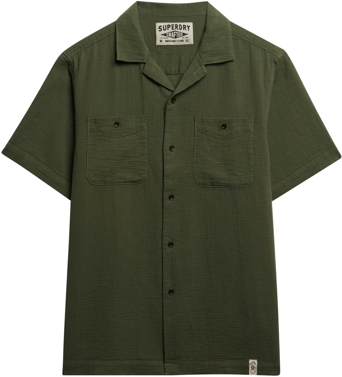 Superdry- Gestructuureerd T-shirt Korte Mouw Heren Groen