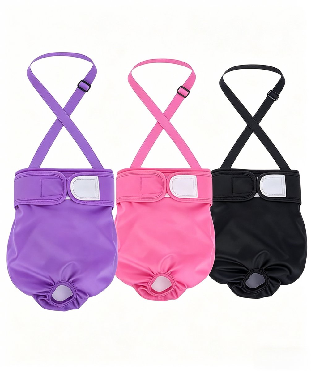carmdering - 3 Stuks Wasbare Hondenluier Teef - Herbruikbare Dierenhygiëne Broekje - Hondenondergoed - Verstelbaar Klittenband - Lekvrije Cinghie - Polyester Materiaal - Hoog Absorberend - Comfortabele Pasvorm - 3 Delen - M
