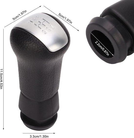 Schakelpookknop Handmatig - Versnellingspook L-kop - Soepel Schakelen - Ergonomische Vorm - 12.3 x 6.5 x 5.4 cm - Mat Zwart — afbeelding 4