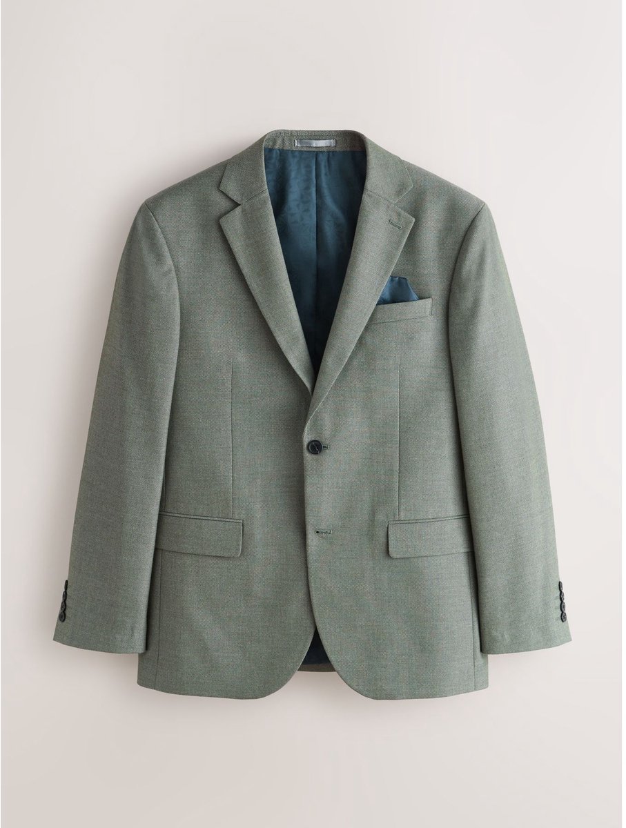 Next - Heren - Normale Pasvorm - Kostuum met textuur: colbert - Regular - Groen