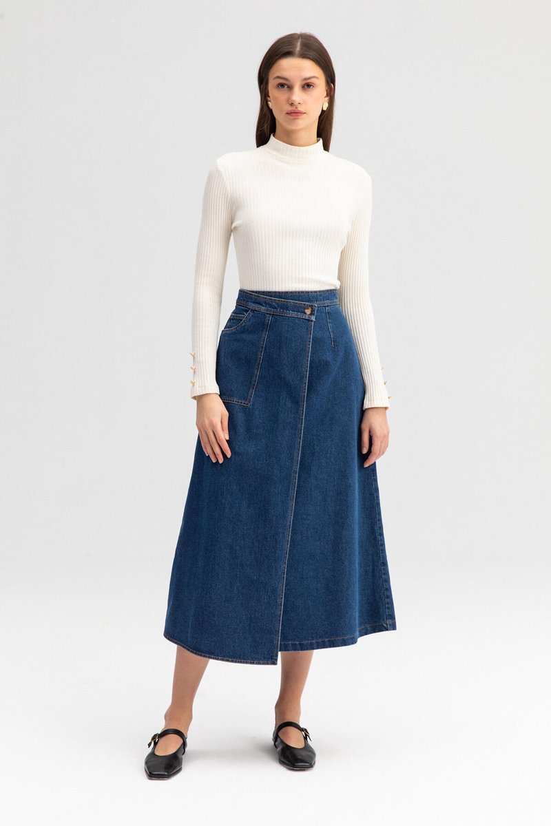 Touché Privé - Overslag spijkerrok - Denim - Dames