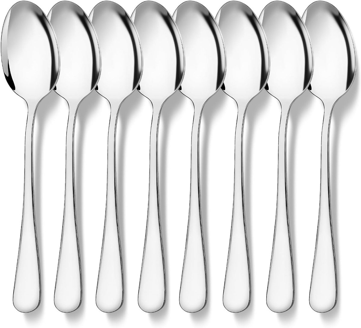 Set van 8 RVS Soeplepels van 18,5 cm - Spiegelschoon Tafellepels voor Keuken, Restaurant en Feestjes, Vaatwasserbestendig