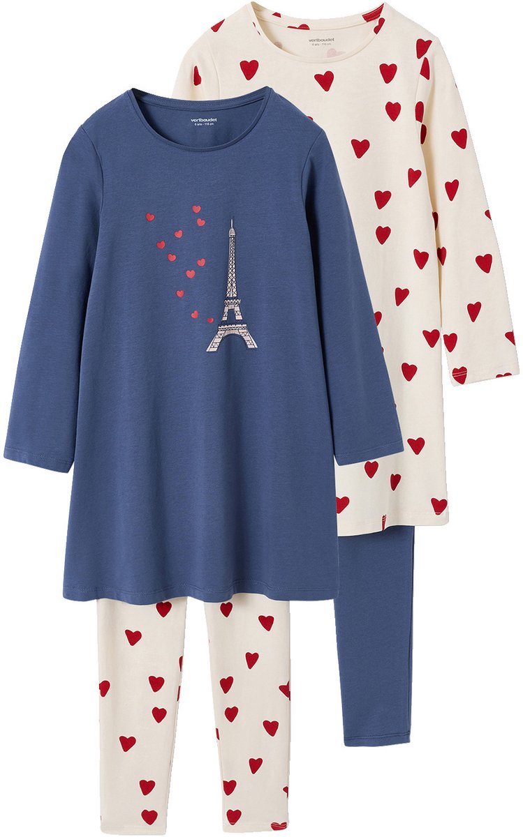 vertbaudet Set van 2 nachtjurk legging blauw