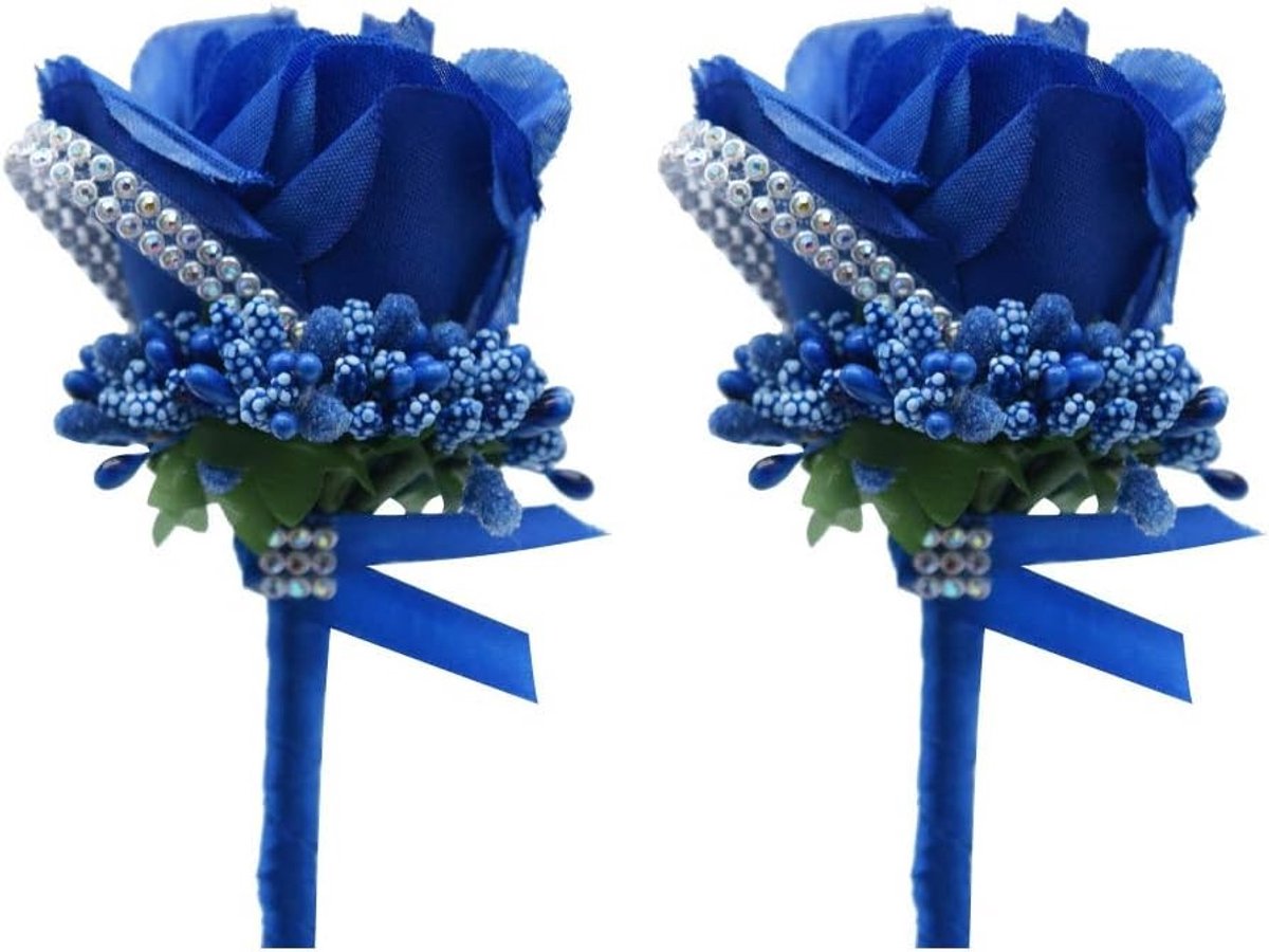 Set van 2 Kunstbloemen voor Mannen - Handgemaakte Zijde Buttonhole in Roze voor Bruiloften, Feesten en Decoratie