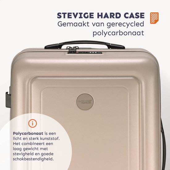 Princess Traveller koffer met stevige hardcase van gerecycled polycarbonaat. Model PT Elements, maat L, 78x52x31cm, 4.7kg.