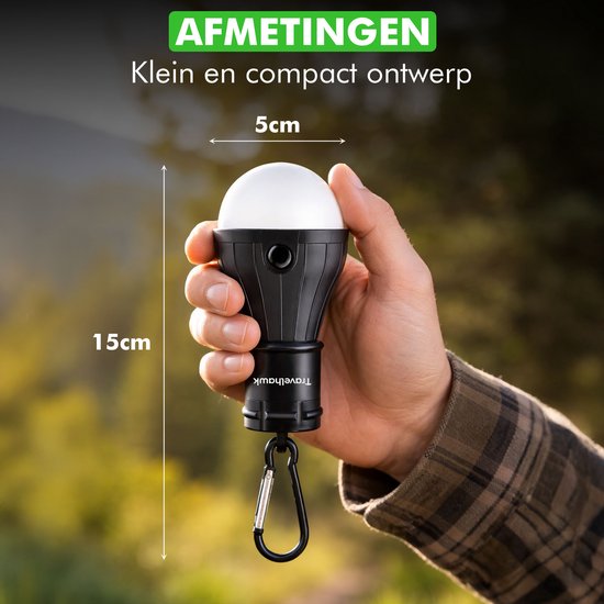 Travelhawk Camping lamp - 4 Stuks - Kampeerlamp - Tentlamp - Noodverlichting - Op Batterijen - Zwart — afbeelding 4