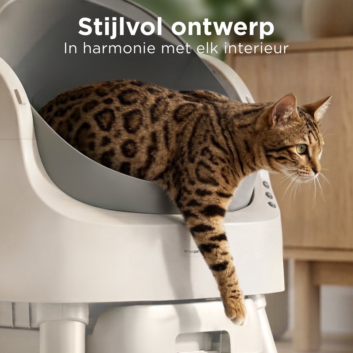 TrevoPet Automatische Kattenbak - Zelfreinigend & Veilig - Wit & Grijs thumbnail 5