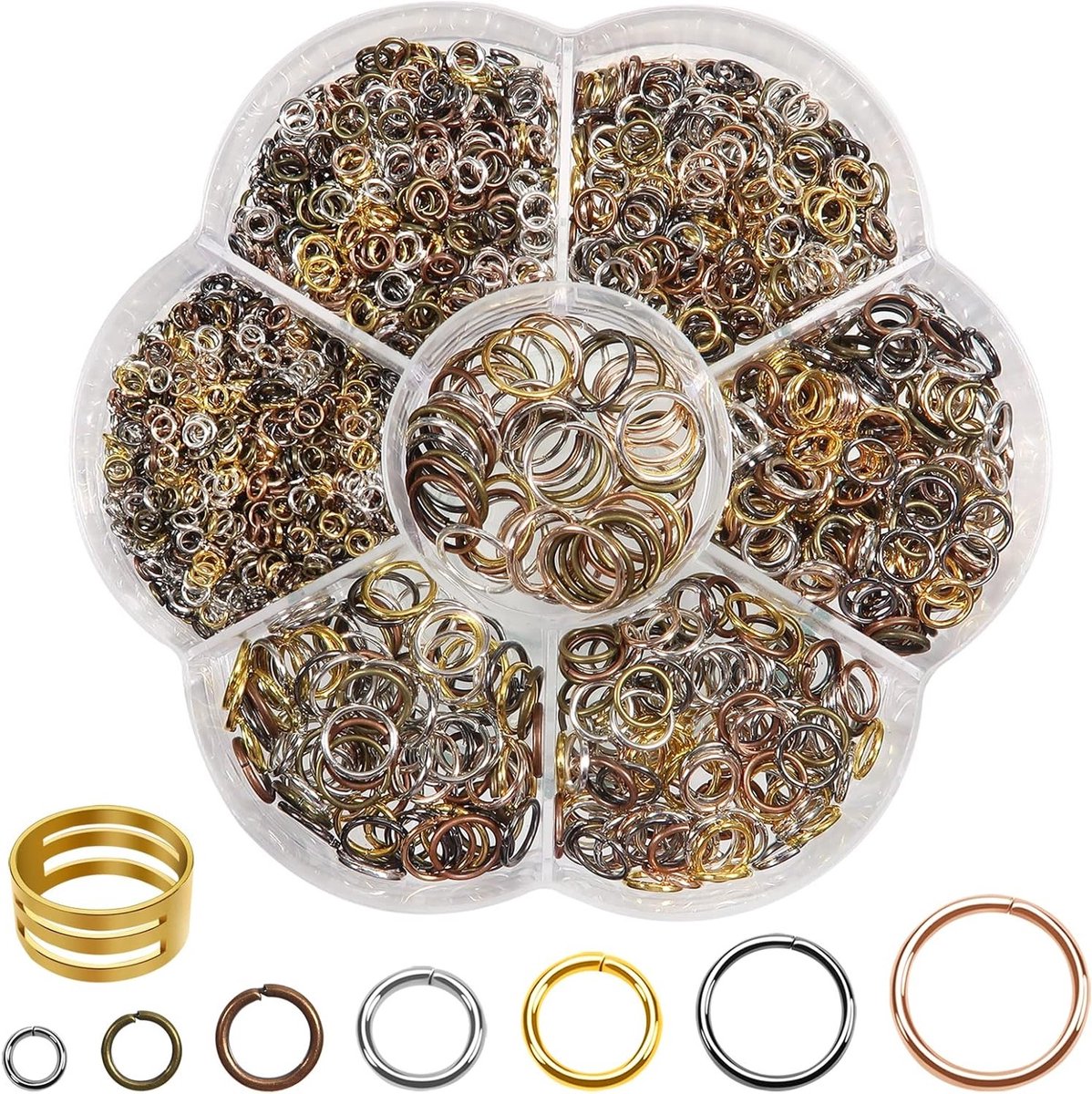 1000 Stuks Springringen in 7 Kleuren van 3 tot 10mm - Metaal Ringen met Ringopeners voor DIY Sieraden en Kettingen