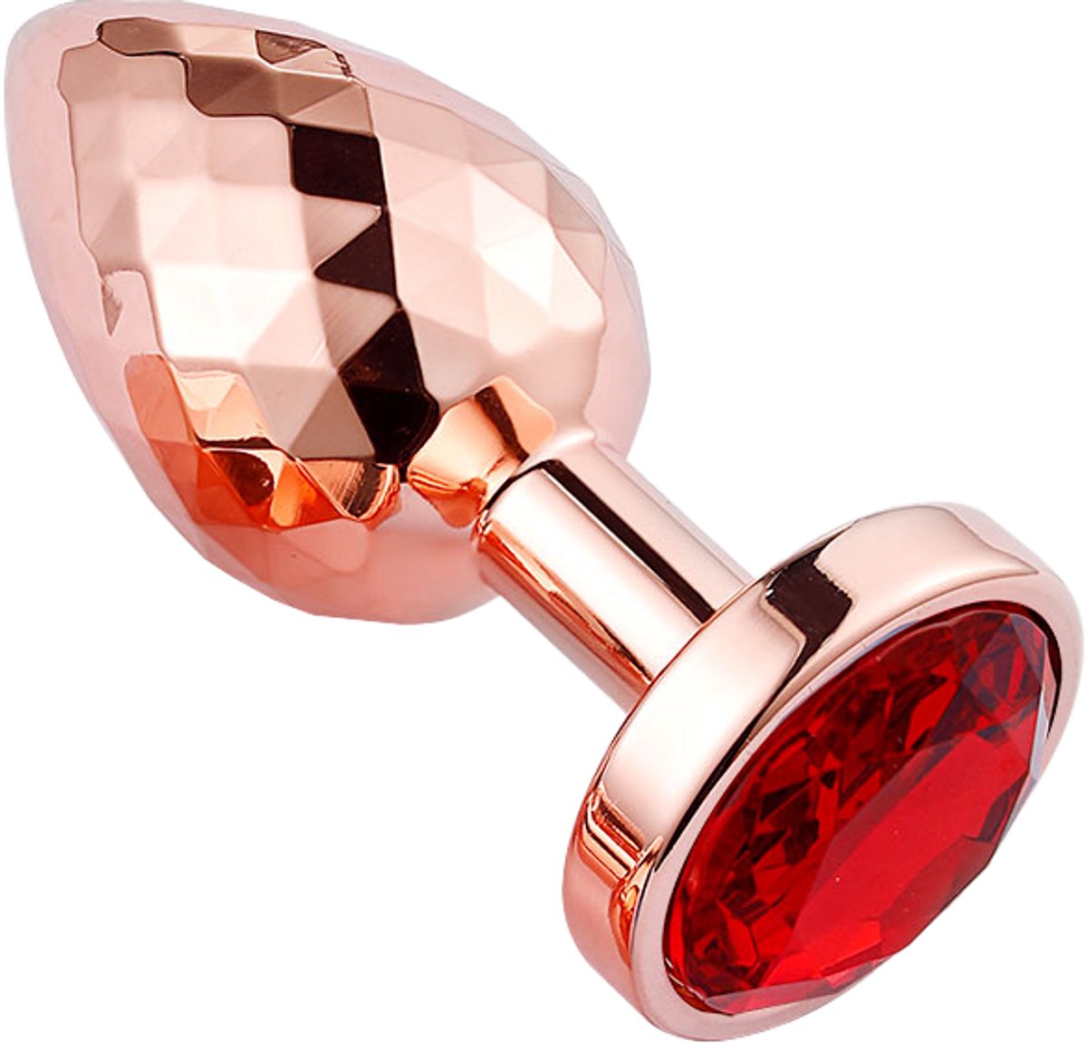 PLGZ - Diamond Facets Anaal Plug - Rosé Goud met Rode Siersteen