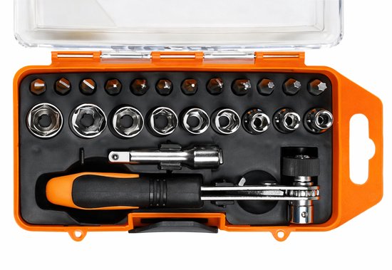 Benson Compacte doppenset met ratel - 23-delig - Inclusief opbergbox