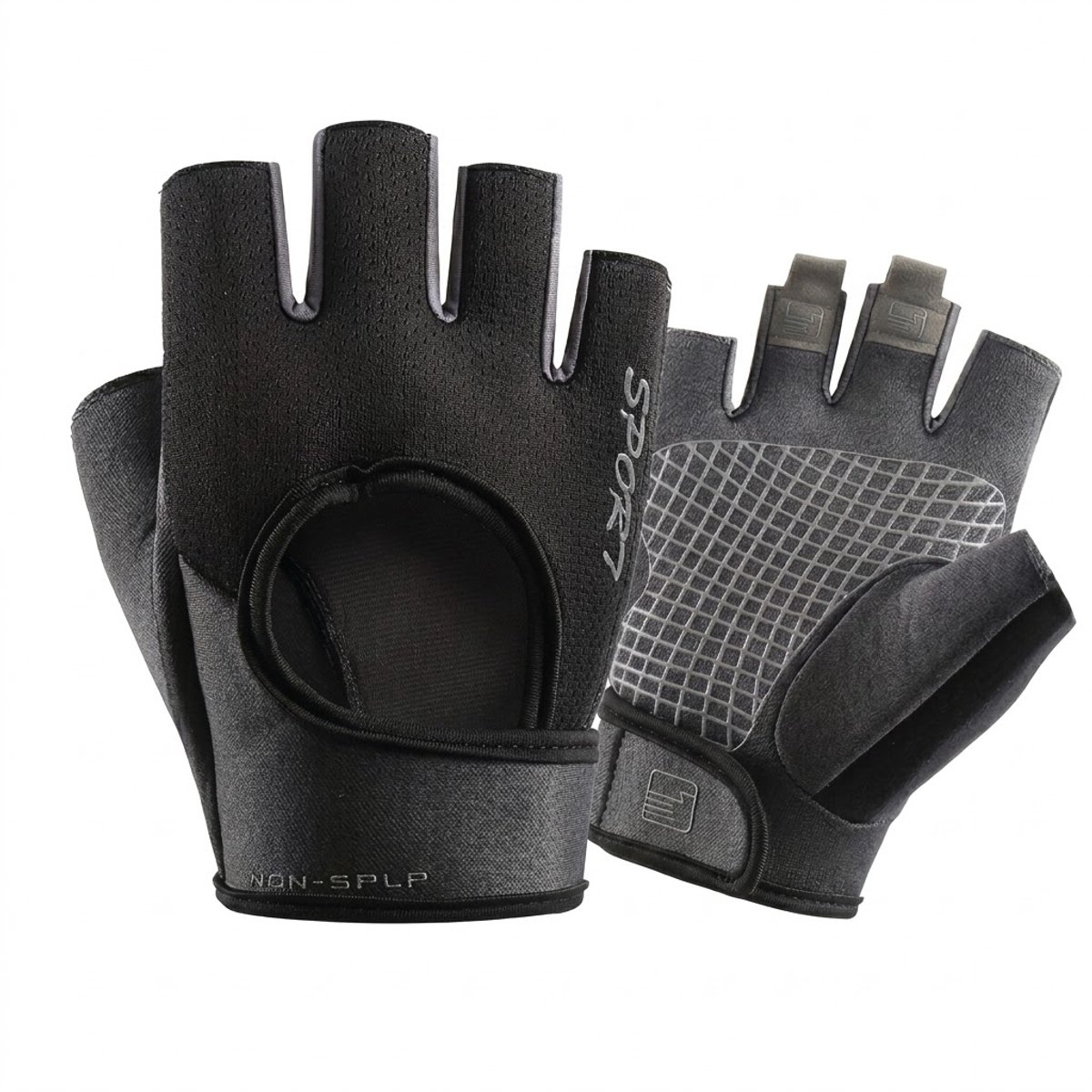 Zwart fitness handschoenen heren en dames – vingerloze sport handschoenen met antislip palm en verstelbare polsband – ademende trainingshandschoenen voor sportschool, krachttraining, gewichtheffen en fietsen – maat L