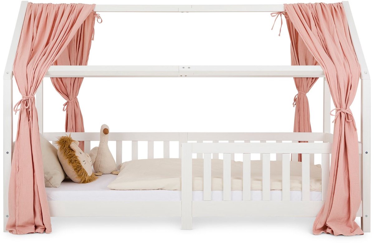 Bedhemel NENA in een set van 2 in roze - bedhemel van 100% katoen, mousseline 2-laags, bedgordijn voor huisbedden, huisbeddecoratie - Hauptbild Ambiente