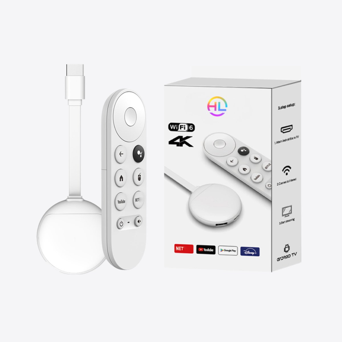 HappyLEDS® Android TV Dongle 4K – Streaming Box met WiFi & Bluetooth – Google Assistant – Netflix Compatibel - Remote geschikt voor Chromecast — cadeau in Elektronica - foto 6