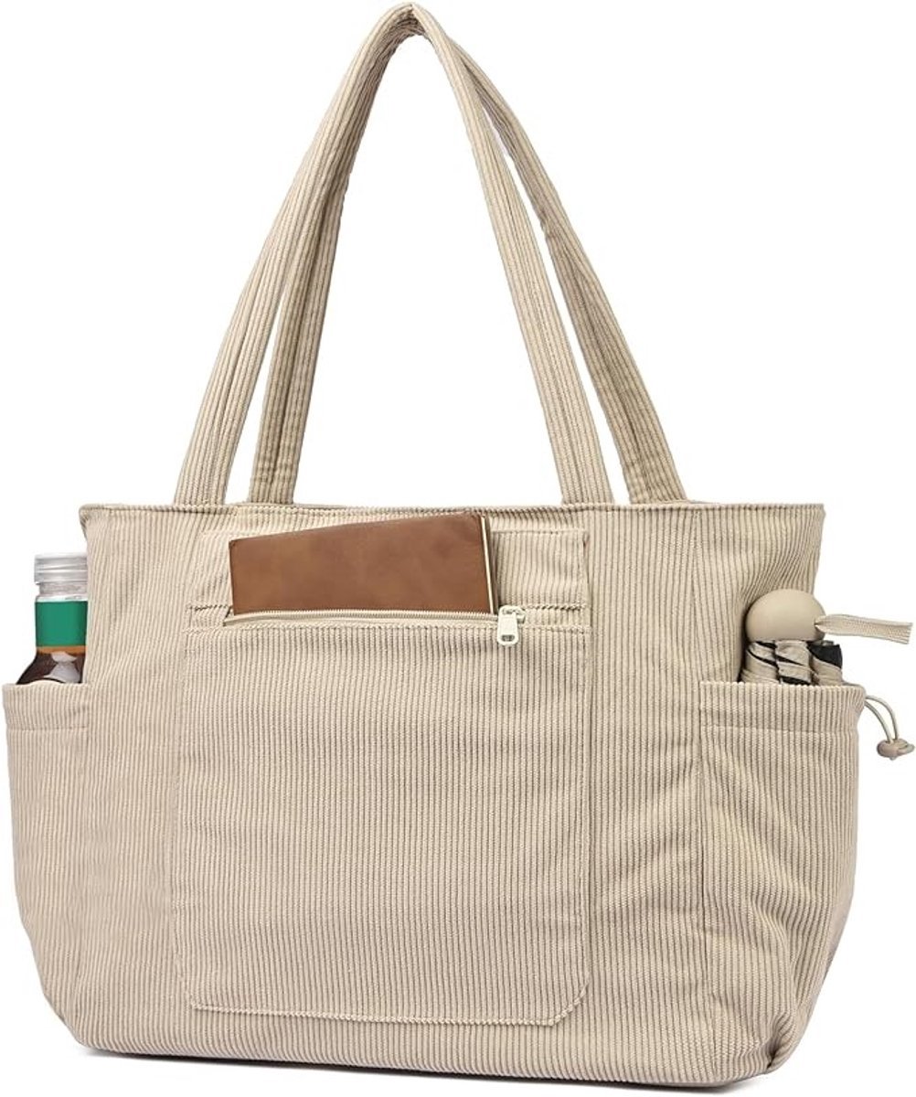 Dames Shopper Tas met Laptopvak - Ruime Tote Bag voor Dagelijks Gebruik