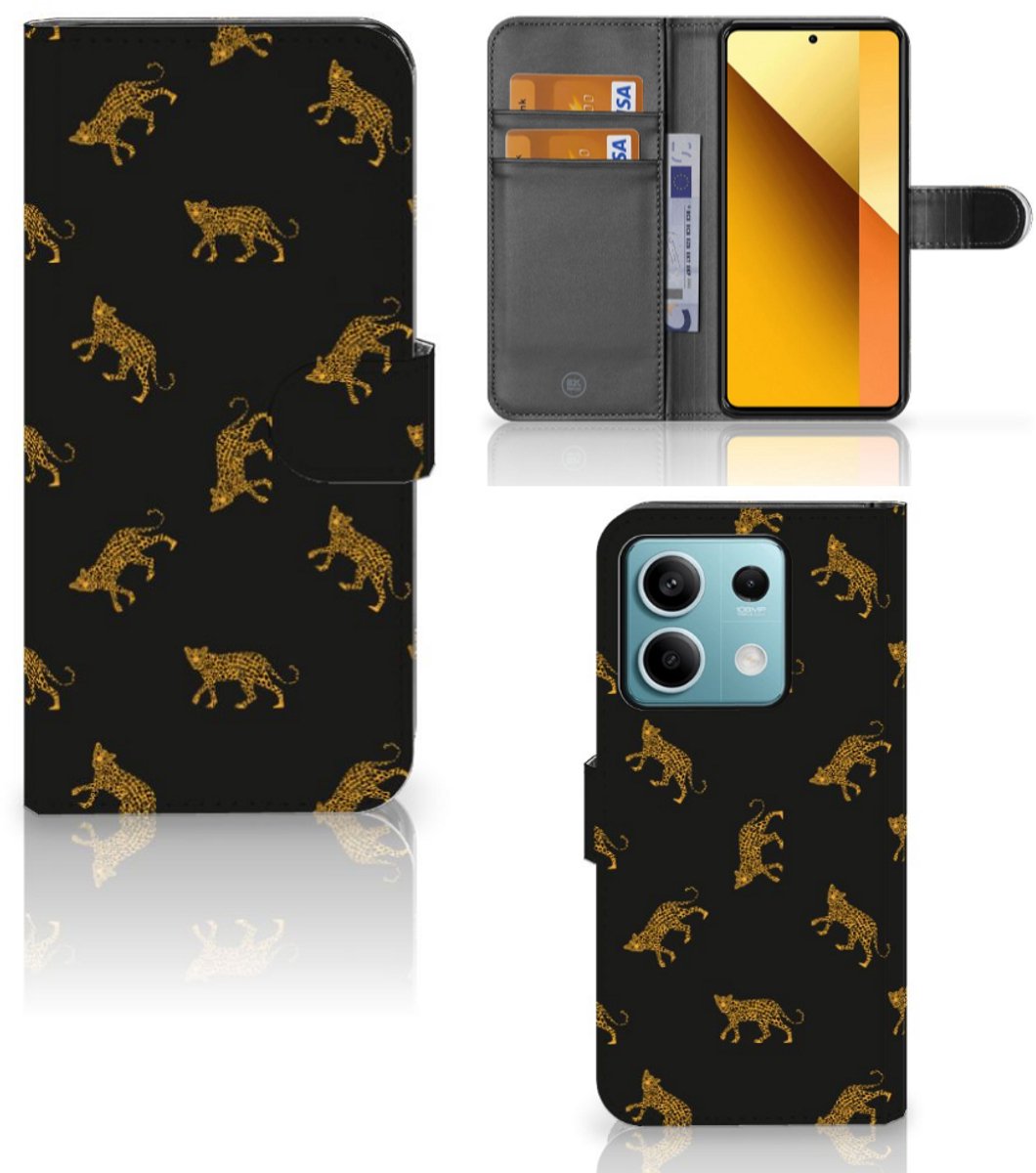Telefoonhoesje met Pasjes voor Xiaomi Redmi Note 13 5G Leopards