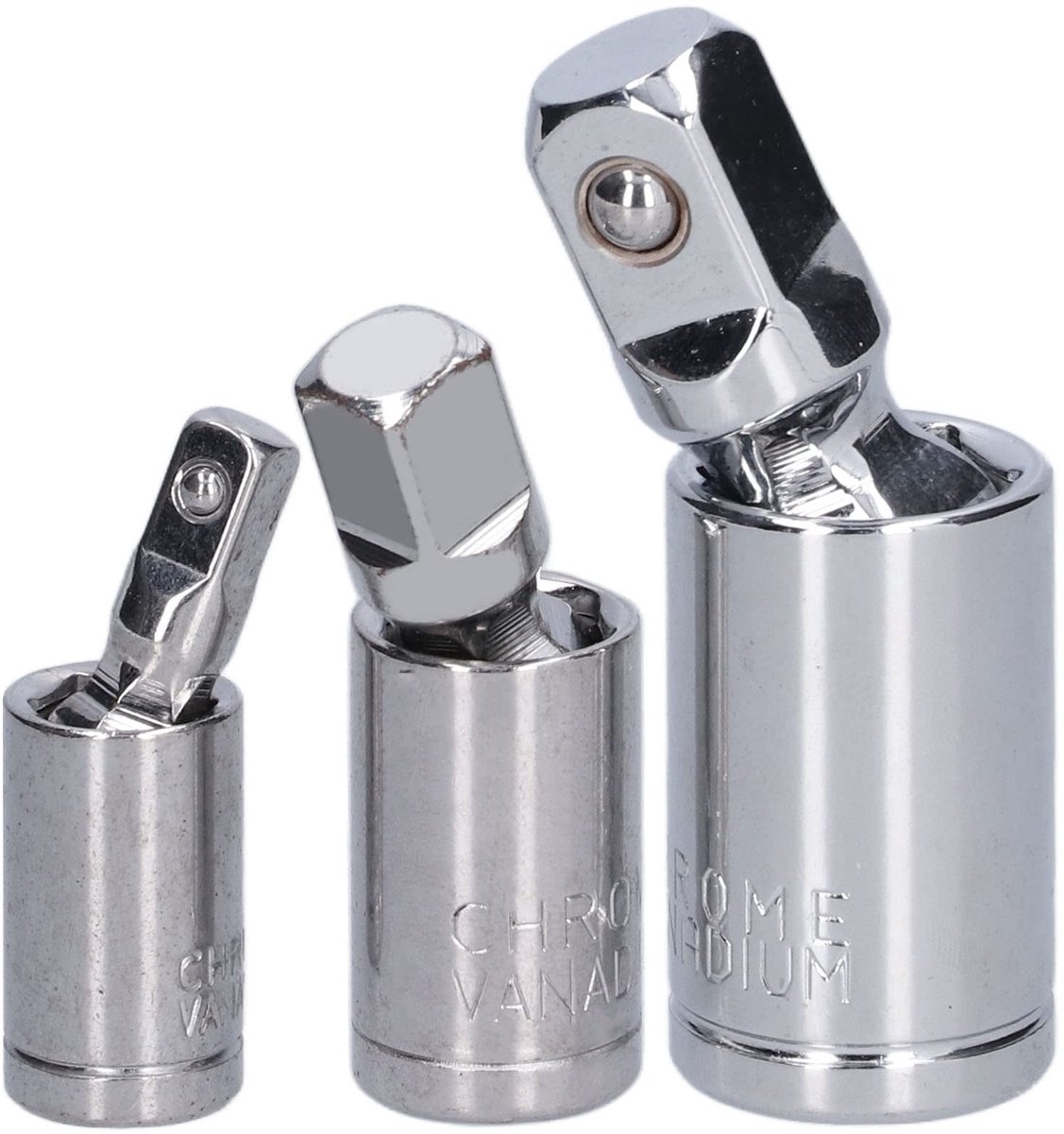 Jhubersproducts - Universal Joint Swivel Socket Adapter - 3 stuks - Duurzaam chroom vanadium staal - 1/2, 3/8, 1/4 - Ideaal voor schroefinstallatie -