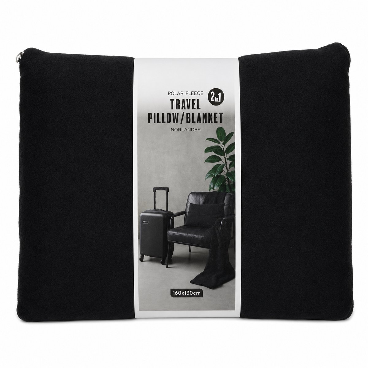 Norlander 2-in-1 Reis Kussen of Deken - 2in1 - Zwart - Travel Pillow - Blanket