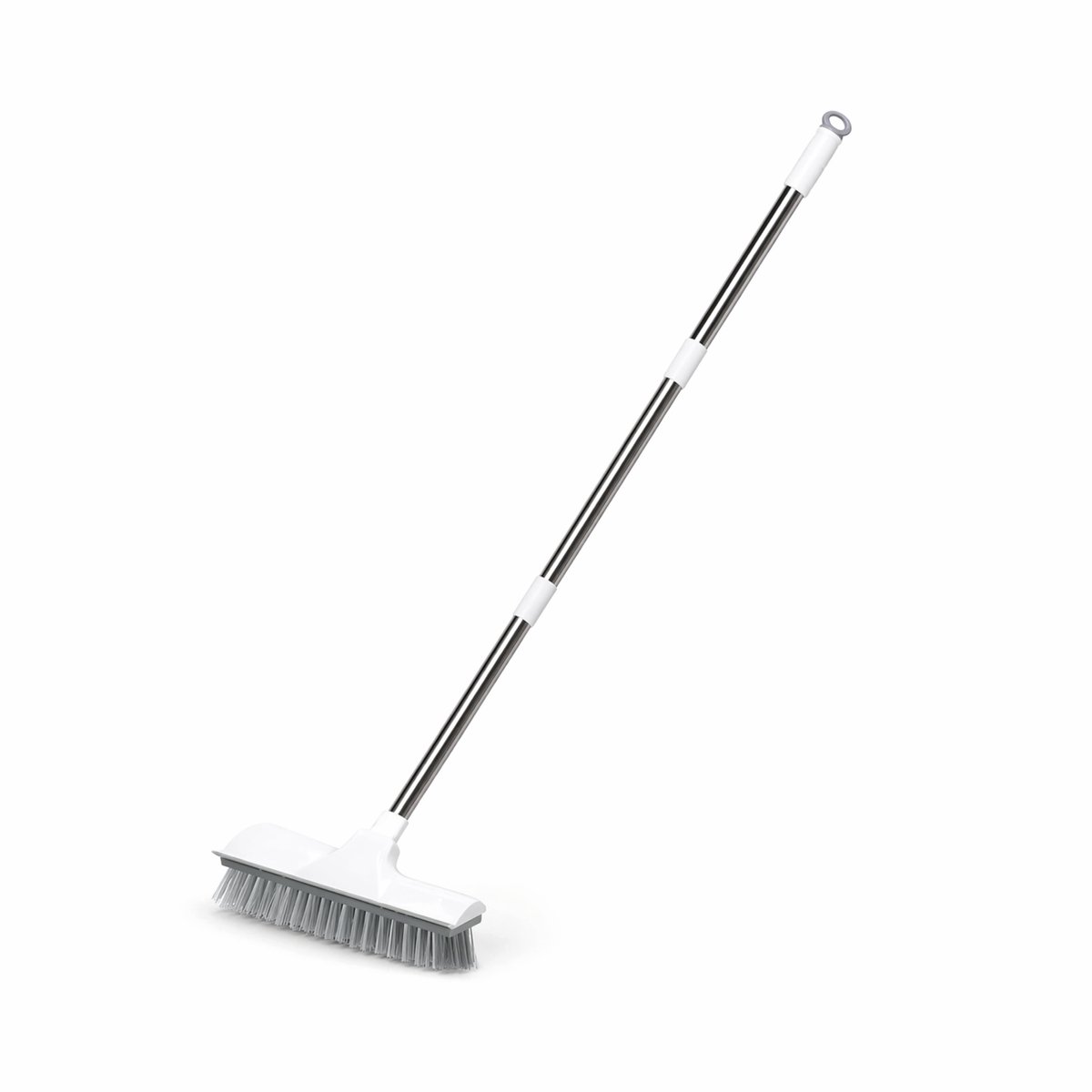Schrobber 2 in 1 - Wit/Grijs - Douchetrekker - Schrobbezem - Trekker douche - Luiwagen - Trekker - Schuurborstel - Schrobborstel Met telescopische steel