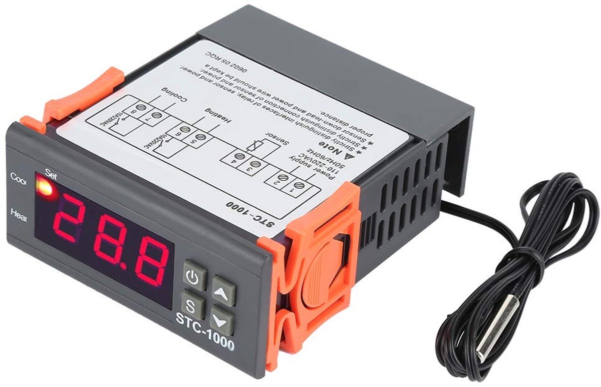 Jhubersproducts - Thermostaat - Temperatuurregeling - Voor temperatuurbewaking - Elektrisch - Temperatuursensor - Tot 99 graden Celsius - Geschikt voo