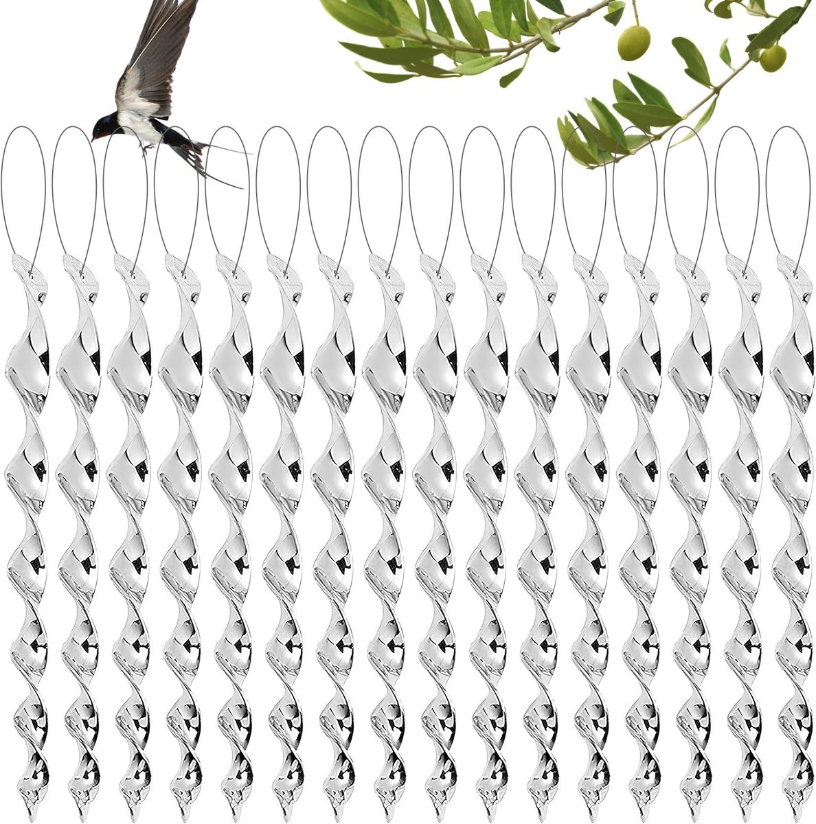 Jhubersproducts - Vogelafweer - Reflecterende windspiraal - Beschermt eigendom - 16 stuks - Effectieve vogelverschrikker - Geschikt voor balkon en tui