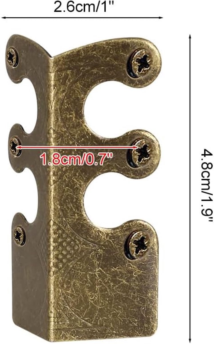 VHV - Hoekbeschermer - Plint hoekbeschermer - Hoekbescherming meubels - Metalen hoekbeschermer - Set van 10 - Vintage - Inclusief schroeven - Voor muren, plinten en bureau - Brons – foto 2