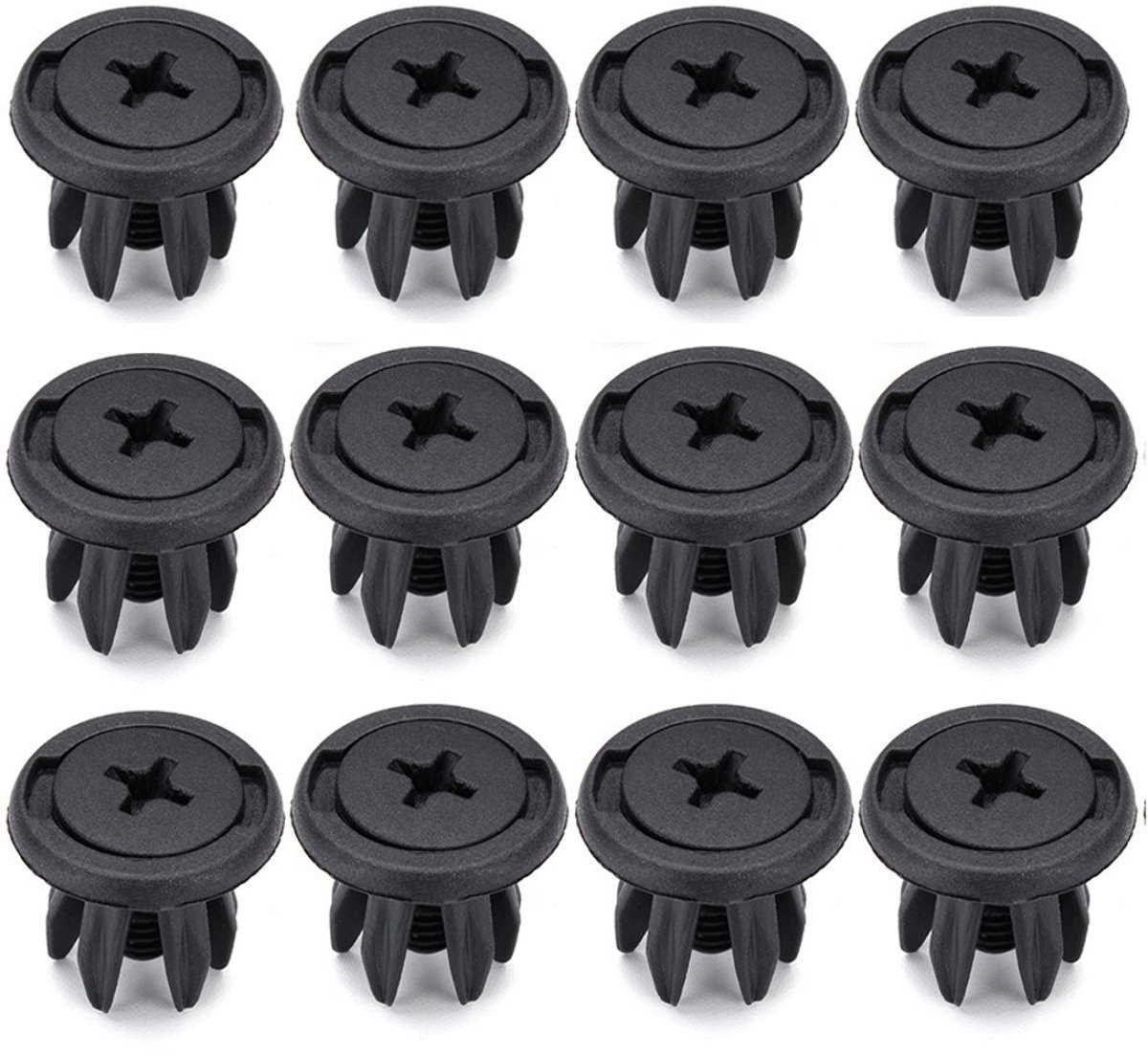 Vlemico - Car Splash Guard Liner Rivets - 12 Stuks - Plastic Montageclips voor Auto - Zwart - Auto Accessoires - Geschikt voor Mini Cooper - 890976