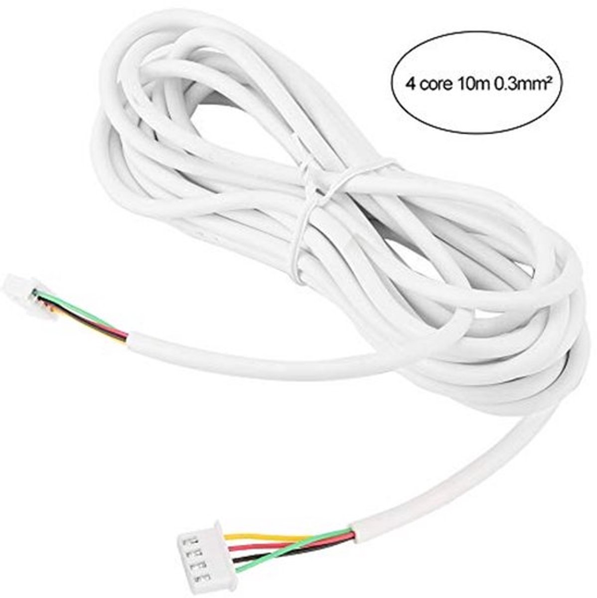10m 0.3mm² 4-aderige flexibele koperen kabel - Wit PVC - Voor video intercomsystemen