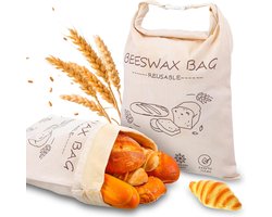 Beeswax Bread Bag - Beeswax Bread Bags For Homemade Bread - Herbruikbaar Linnen Met Waslaag - Geschikt Voor Diepvries En Sourdough - XL 13x17 Inch Katoen - 2 Stuks Set - Ideaal Voor Vers Brood Bewaren