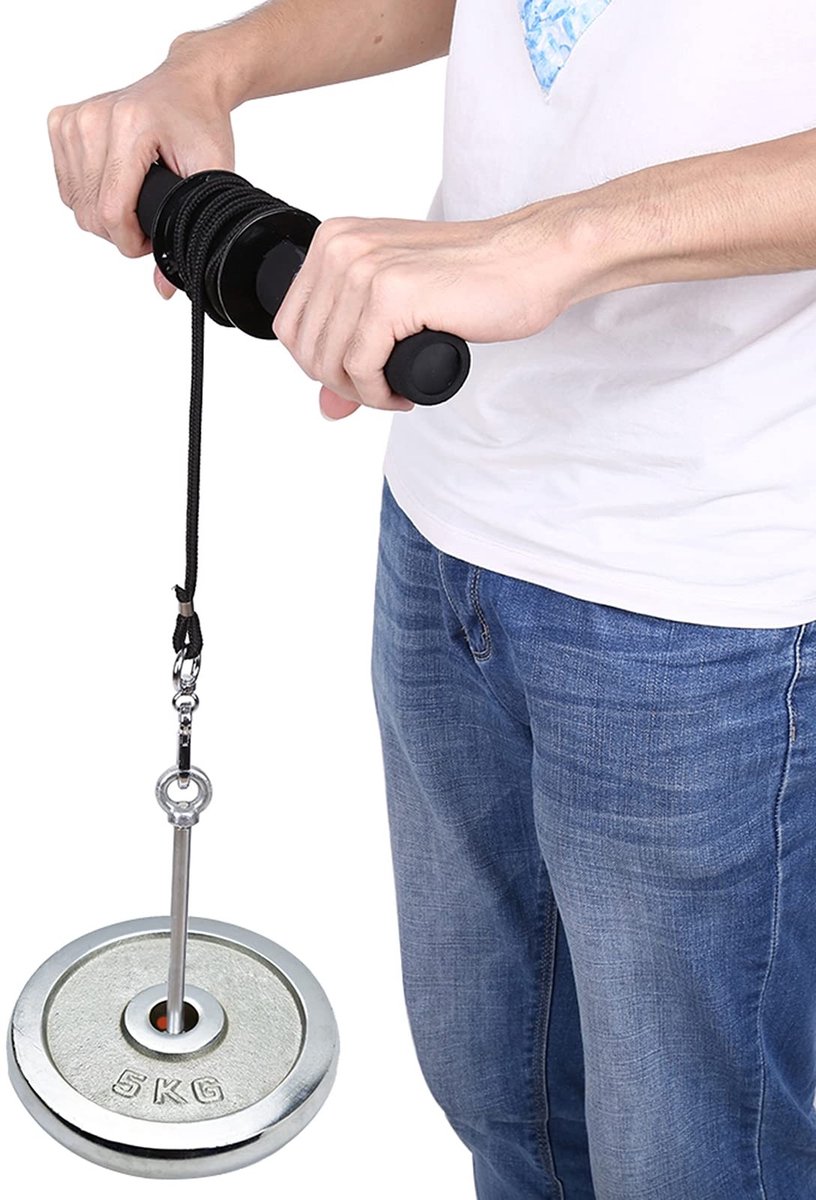 Dailygoods - Polsroller - Onderarm Ontwikkelaar - Ideaal voor Gewichtheffen - 40x9x9 cm - Fitness Accessoire - Thuis Gym - Voor Bodybuilding - Natuurl