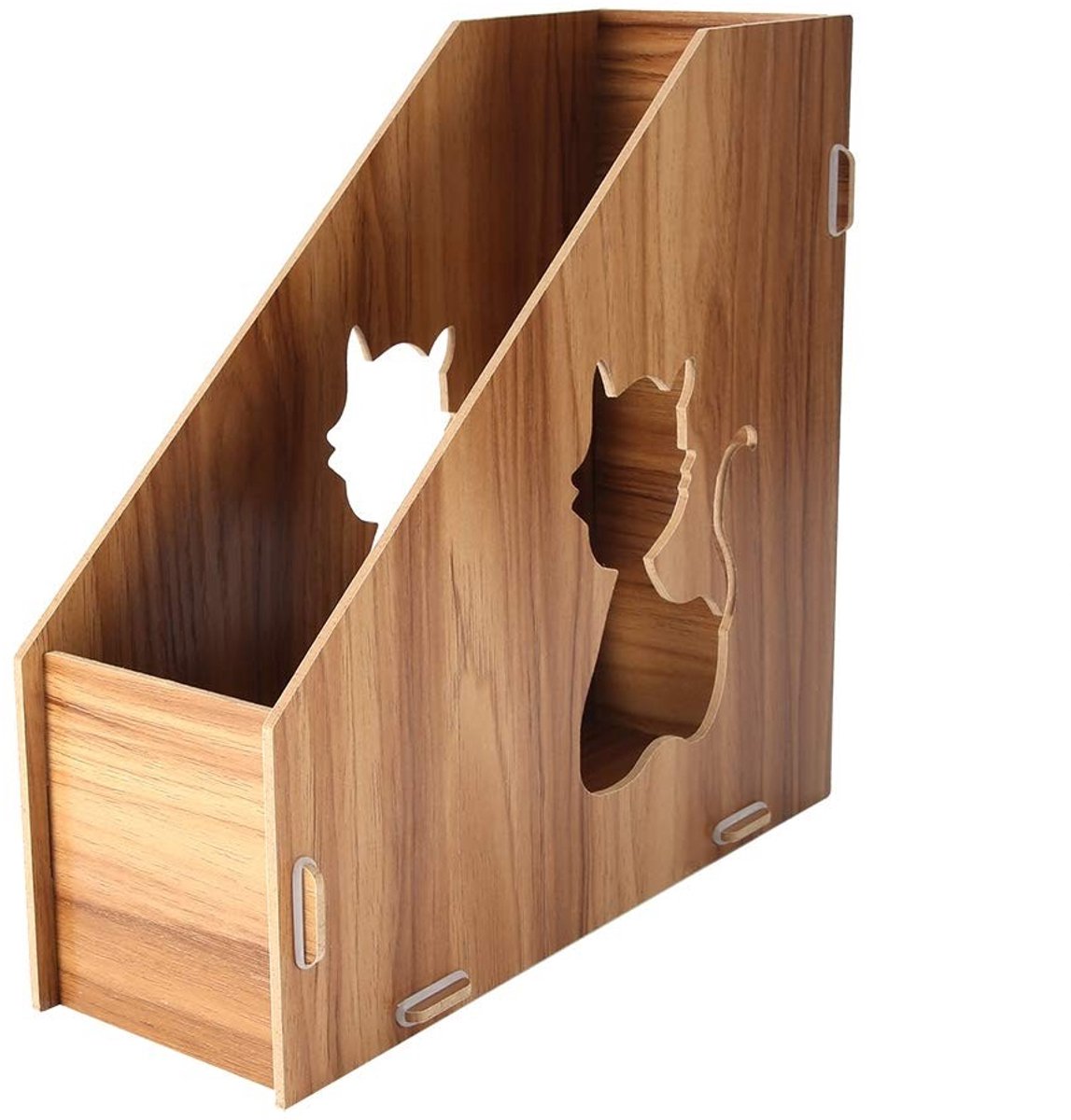 Dailygoods - Houten Kat Desk File Organizer - Magazinehouder voor Thuis en Kantoor - Ruimtebesparend - Organiseren van documentatie - Ideaal voor op h