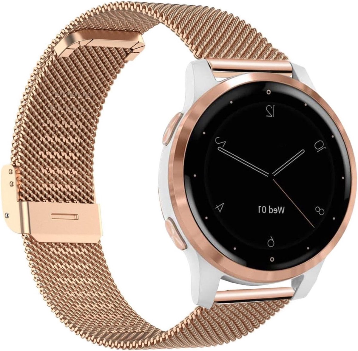 Stalen Mesh Horlogeband voor Garmin Vivoactive 4S, Vivomove 3S en Venu 2S, 18mm Snelle Bevestiging, Geschikt voor Dames en Fossil Gen 6