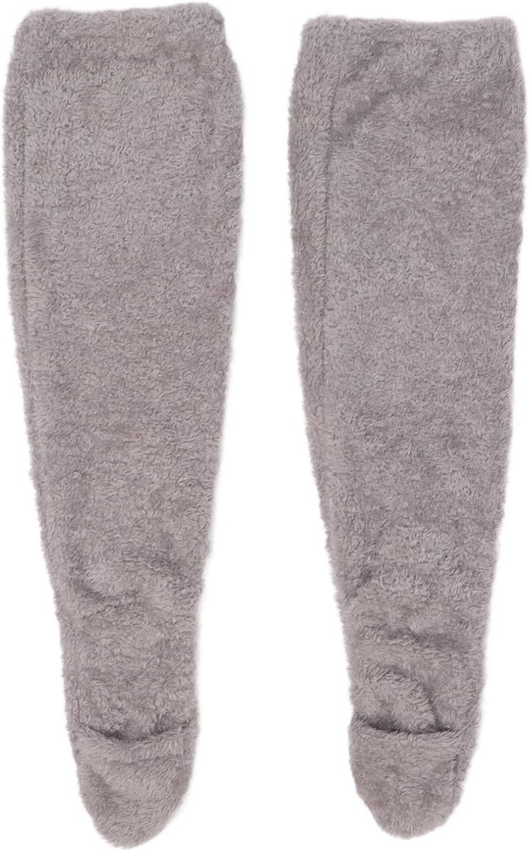 Fuzzy Sokken - Beenwarmers - Thuis Ontspannen - Voetopening Ontwerp - 58 cm Lengte - Grijs